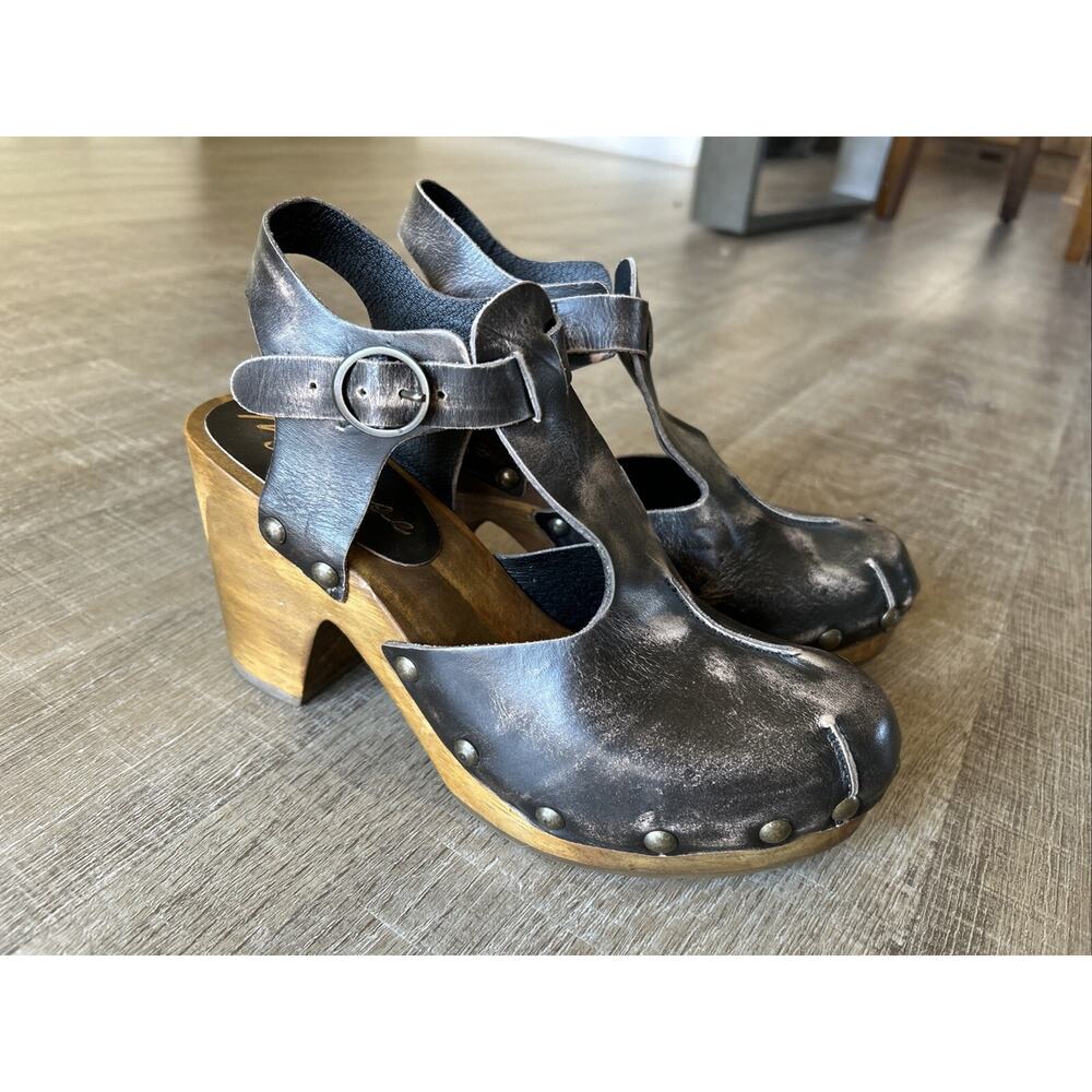 Matisse Colby Studded Wood Platform Clogs Womens 7 Brown Leather Boho NWOT - Picture 3 of 14